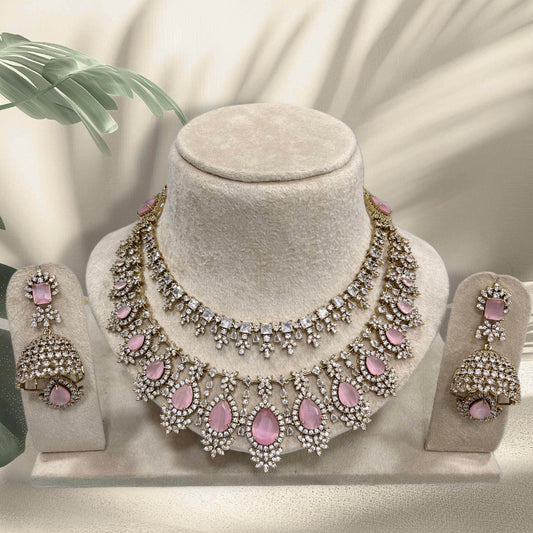 AD with Doublet Stone Layer Necklace - Nakshatra Jewels