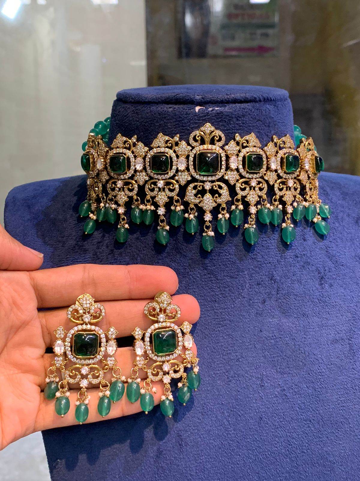 Victorian Polish with Moissanite Stones Choker