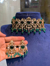 Victorian Polish with Moissanite Stones Choker - Nakshatra Jewels