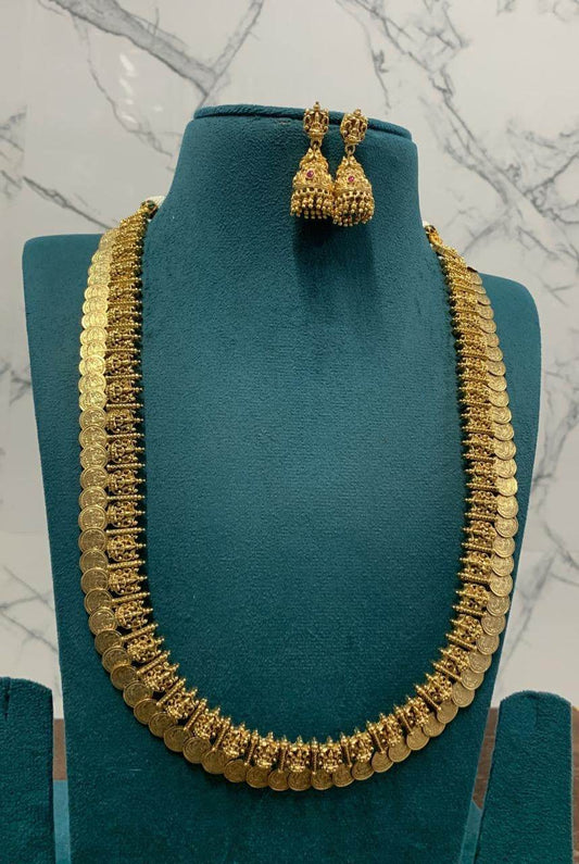 Premium Matt Finished Lakshmi Kasu Mala - Nakshatra Jewels