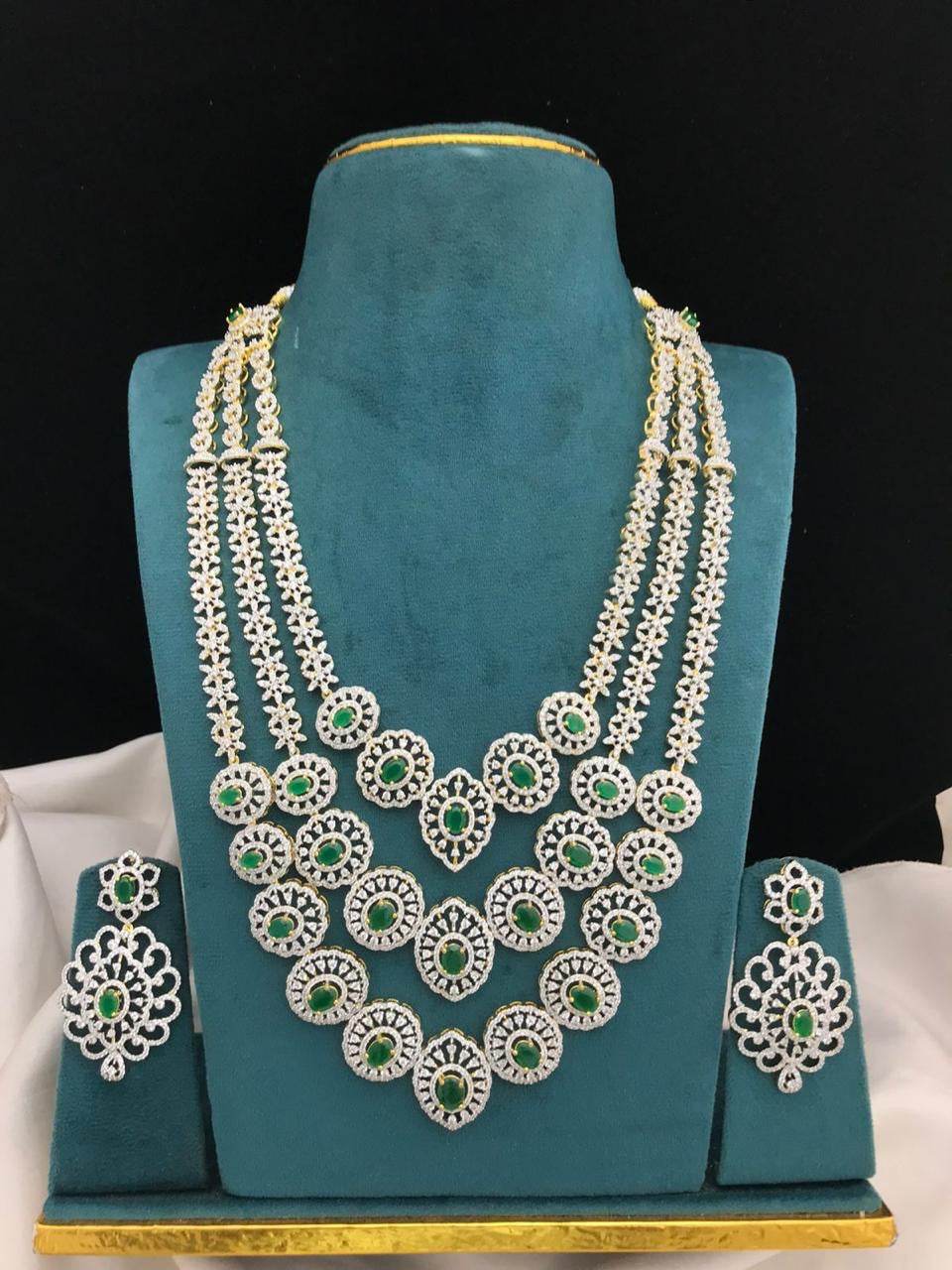 American Diamond Stones Bridal Layer Haram - Nakshatra Jewels