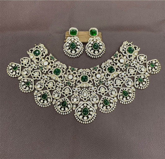 Moissanite & AD Stones Bridal Choker - Nakshatra Jewels