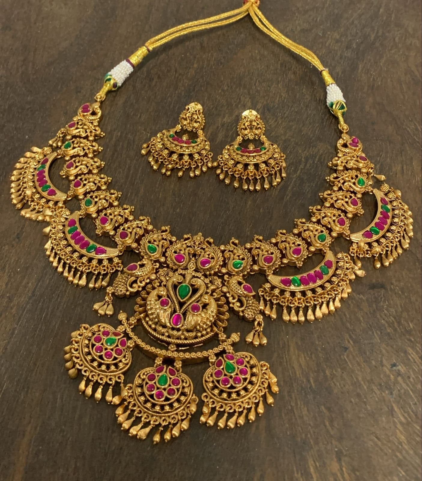 Nakshi Work with Kundan Stones Bridal Necklace