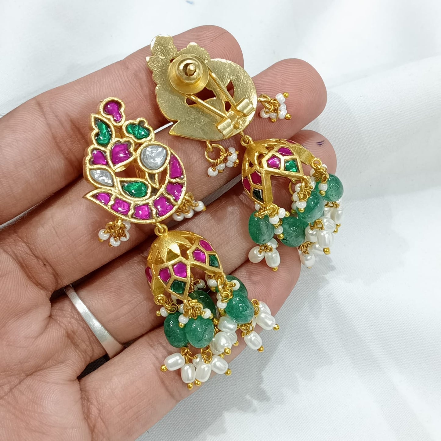 Jaadu Kundan Stones Bridal Earrings