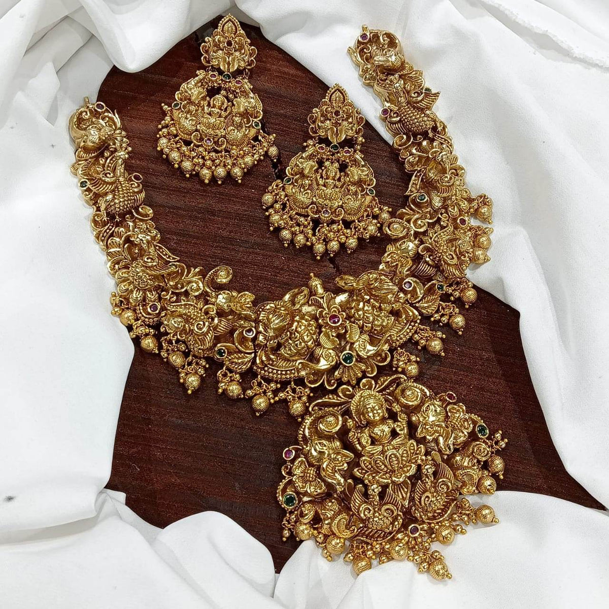 Nakshi work with AD Stones Bridal Necklace