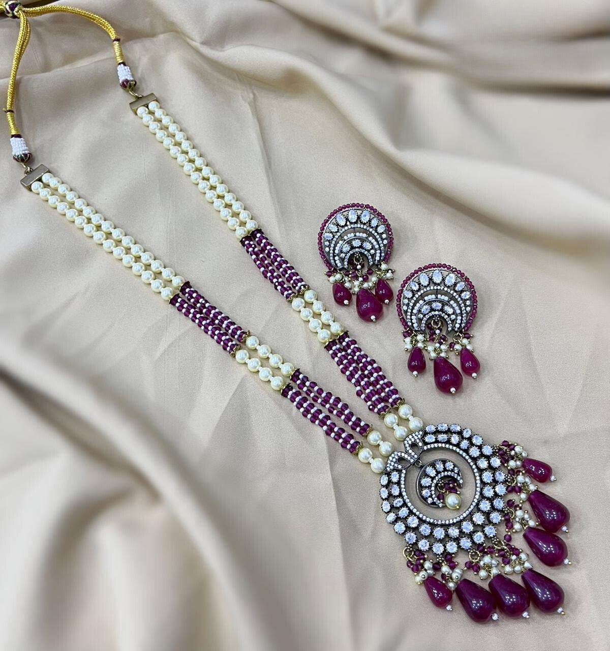 Victorian Polish AD Stones Pendent with Beads Haram