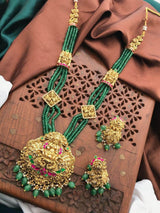 Nakshi work with Jaadu Kundan Stones Pendent with Beads Haram - Nakshatra Jewels