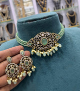 Victorian Polish AD Stones Choker - Nakshatra Jewels