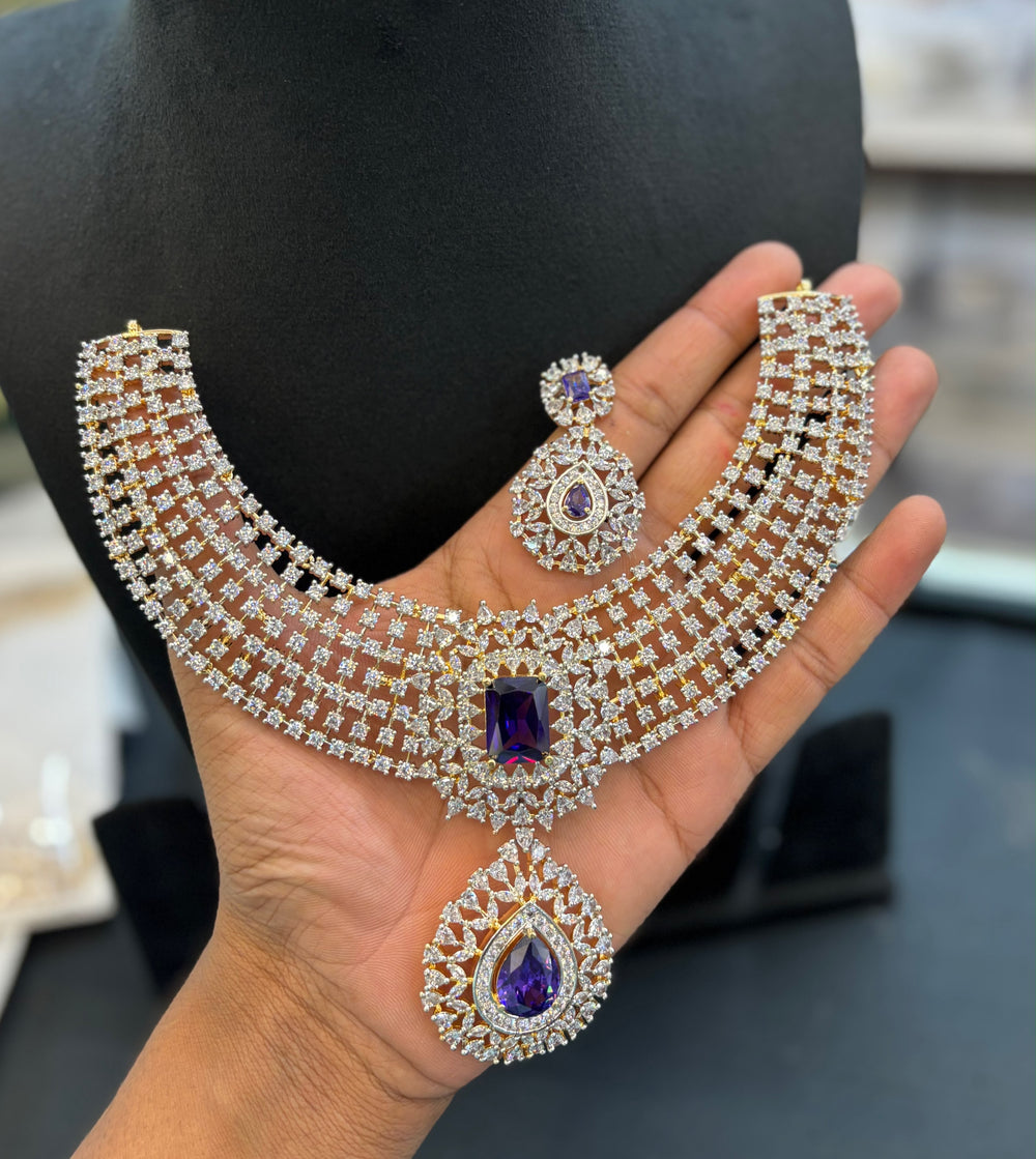 American Diamond Stones Bridal Necklace