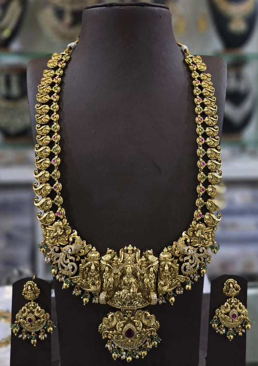Nakshi Work with AD and Kempu Stones Bridal Haram