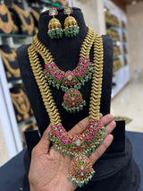Jaadu Kundan Stones Bridal Combo set