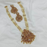 Nakshi Work with AD Stones Pendent with Beads Haram - Nakshatra Jewels