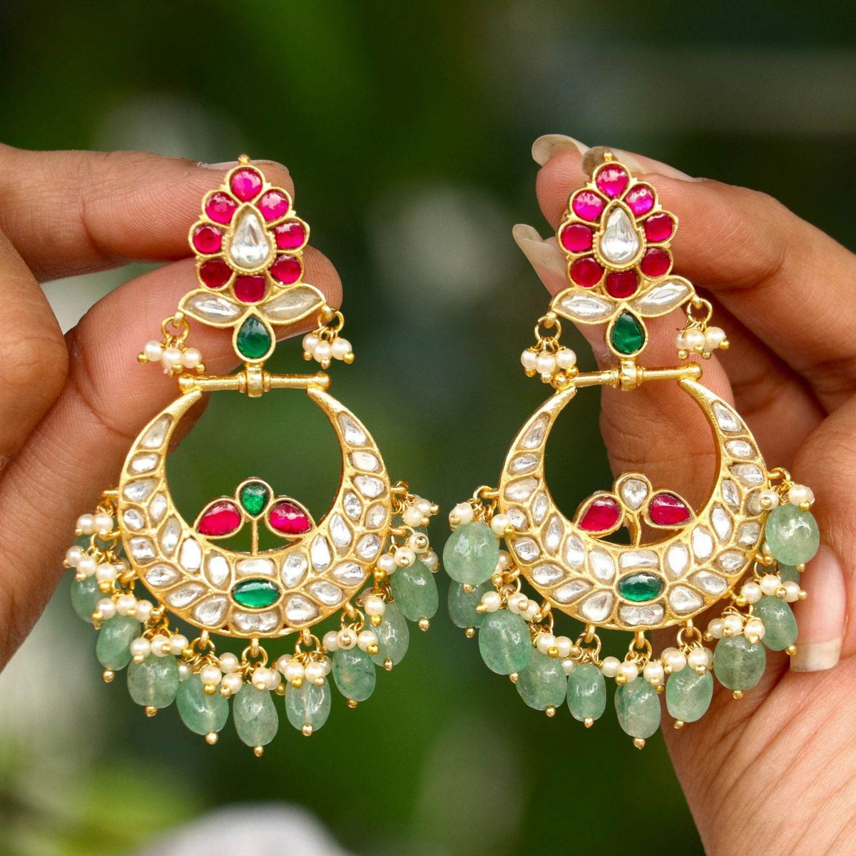 Jaadu Kundan Stones Bridal Earrings