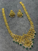 Nagasi Work with Kempu & AD Stones Bridal Haram - Nakshatra Jewels