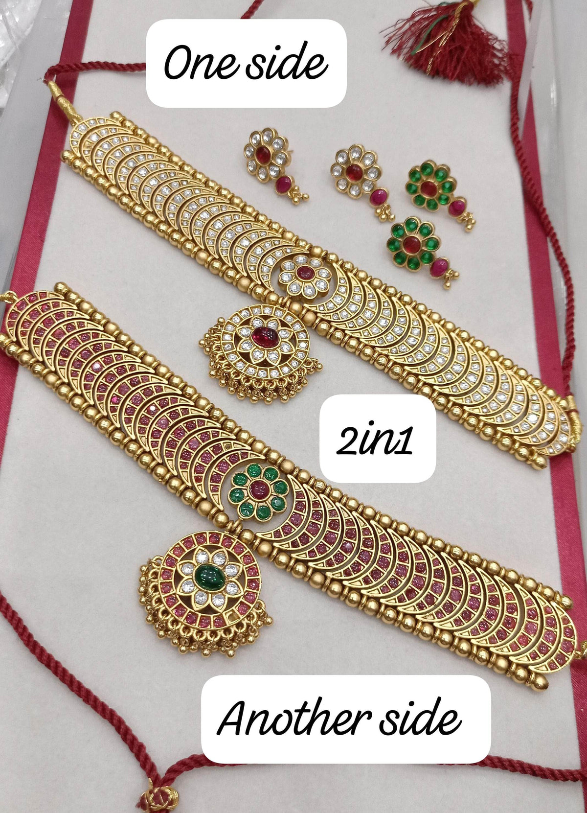 Nagasi Work with Kempu Stones Bridal Choker