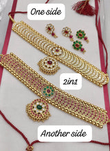 Nagasi Work with Kempu Stones Bridal Choker - Nakshatra Jewels