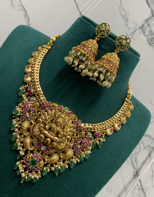 Nakshi Work with Kundan Stones Bridal Necklace