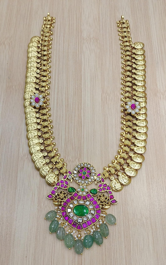 Premium Kaasu Mala With Jaadu Kundan Stones Pendent
