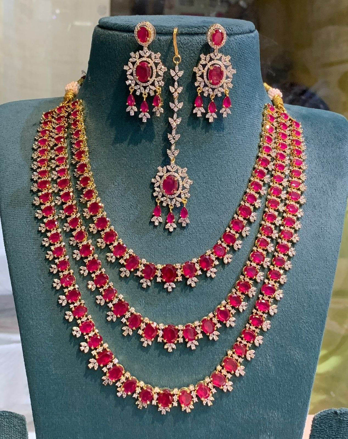 American Diamond Stones Bridal Layer Haram