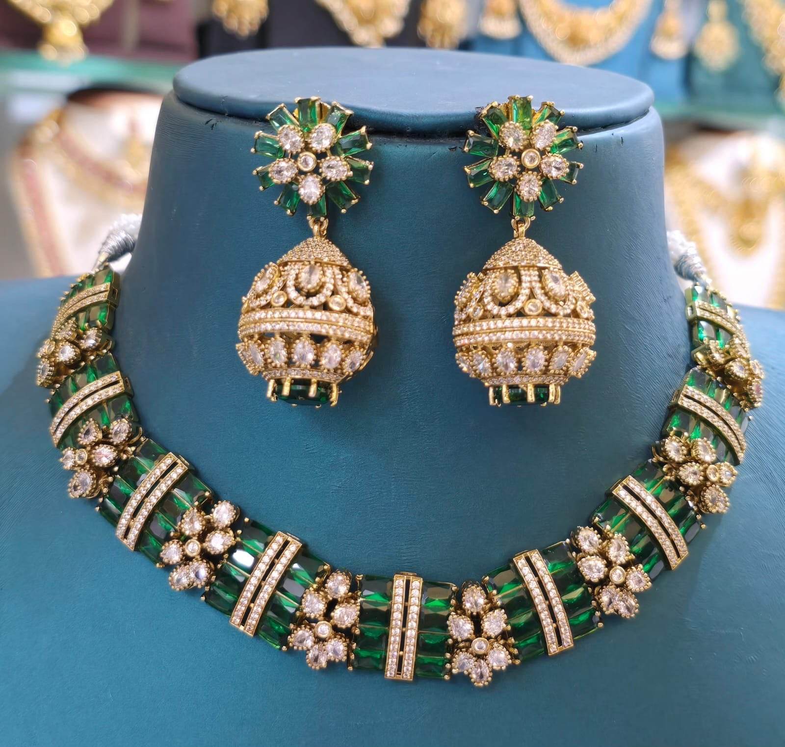 Victorian Polish with AD Stones Necklace - Nakshatra Jewels