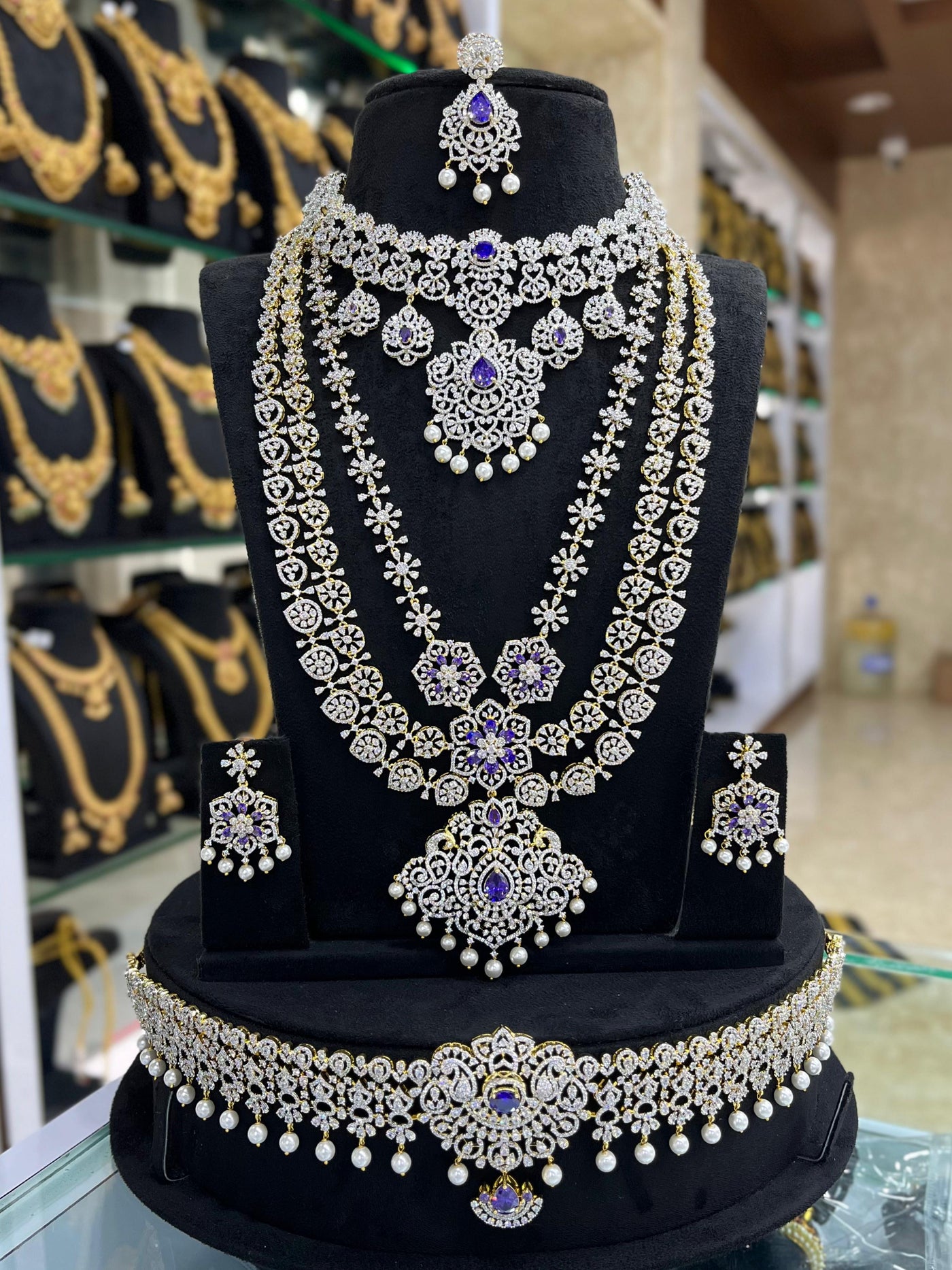American Diamond Stones Bridal Combo Set