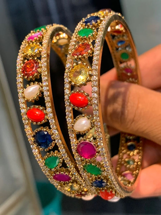 Premium Matt with AD Stone Bangles