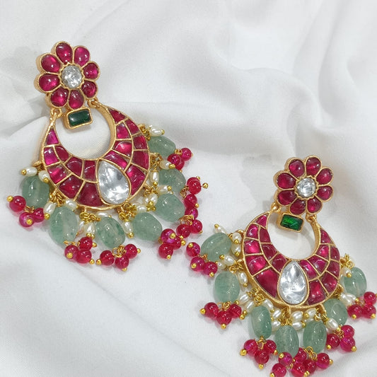 Jaadu Kundan Stones Bridal Earrings