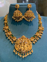 Nagasi Work with Kempu & AD Stones Bridal Necklace - Nakshatra Jewels