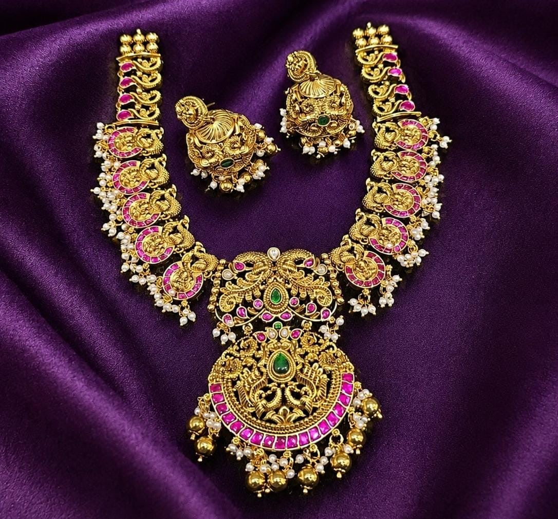 Nakshi Work with Kundan Stones Bridal Necklace