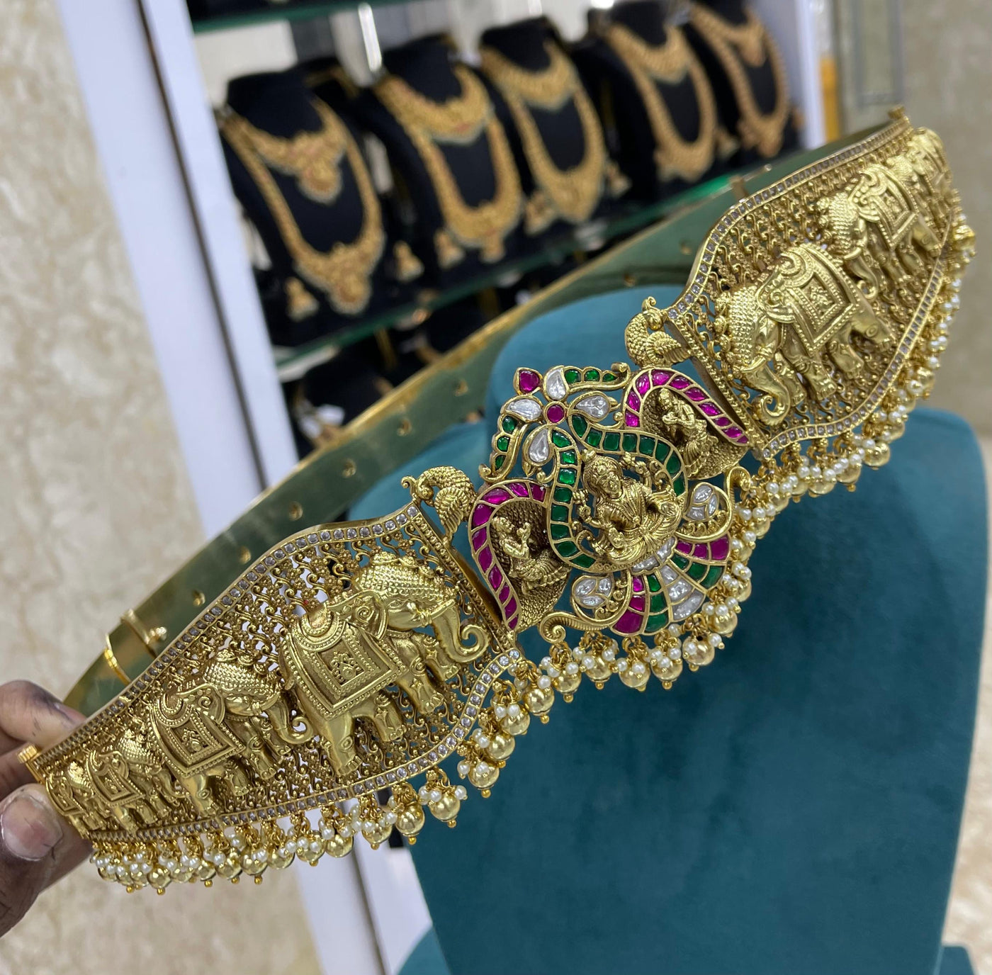 Nakshi Work with Kundan Stones Bridal Hip Belt