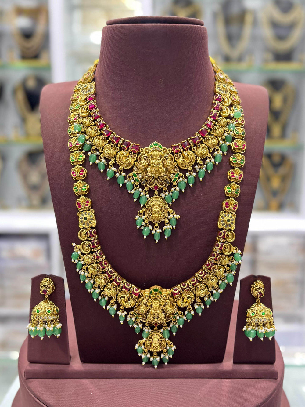 Nakshi Work with Kundan Stones Bridal Combo Set - Nakshatra Jewels