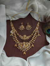 Nakshi Work with AD Stones Bridal Necklace (Gold Replica) - Nakshatra Jewels