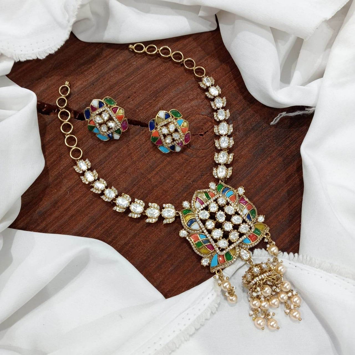 Mossanite Stones Bridal Necklace