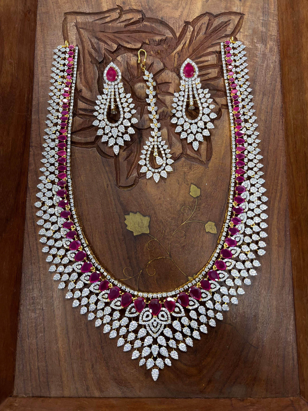 American Diamond Stones Bridal Haram - Nakshatra Jewels