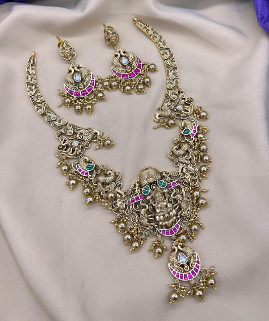 Nakshi Work with Kundan Stones Necklace