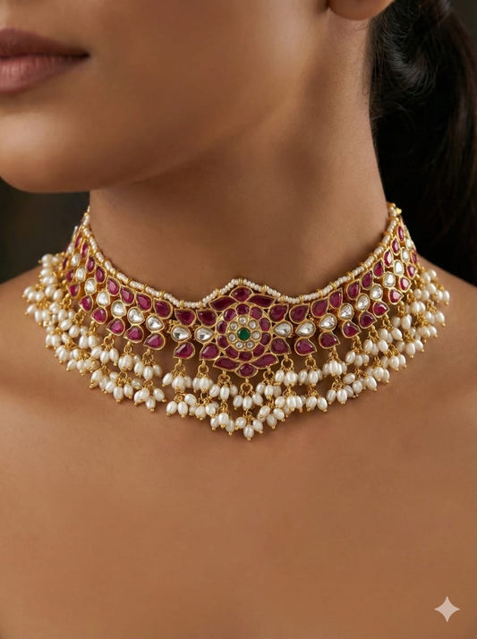 Jaadu Kundan Stones Bridal Necklace
