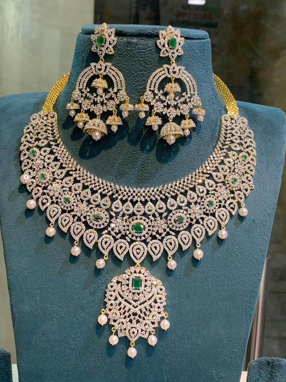 American Diamond Stones Bridal Neck set - Nakshatra Jewels