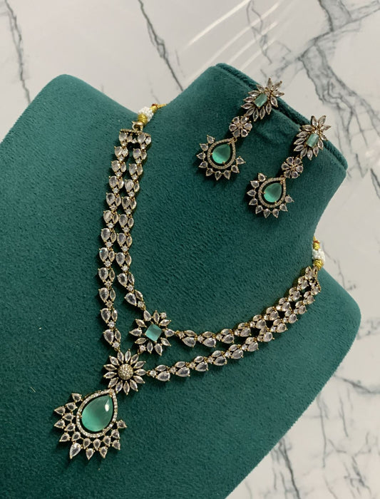 Victorian Polish AD Stones Layer Necklace