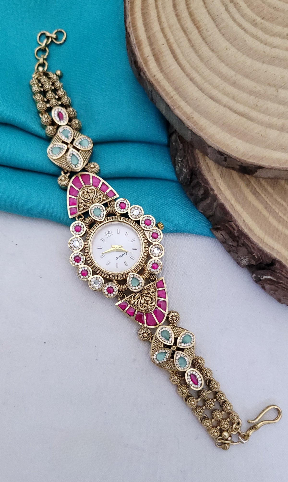 Premium Imitation Jewelry with Kundan Stone Antique Watch
