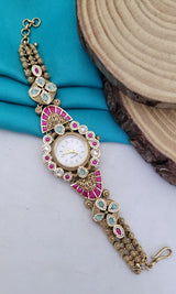 Premium Imitation Jewelry with Kundan Stone Antique Watch