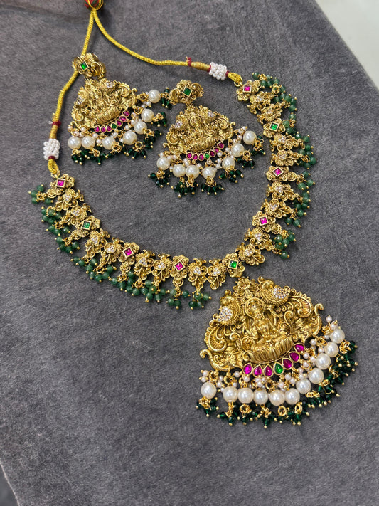 Nakshi Work with AD and Kundan Stones Bridal Necklace
