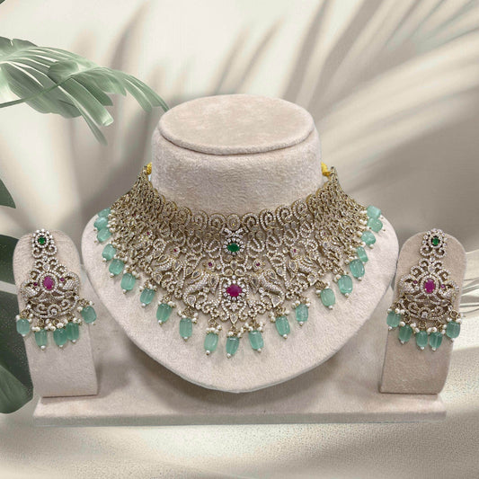 Victorian Polish with AD Stones Bridal Choker - Nakshatra Jewels