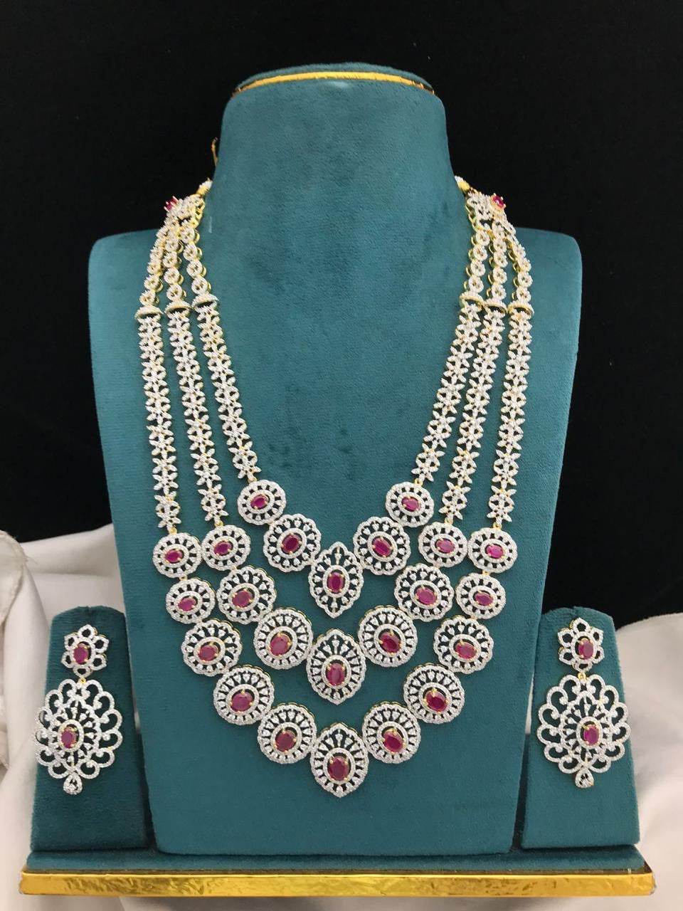 American Diamond Stones Bridal Layer Haram - Nakshatra Jewels