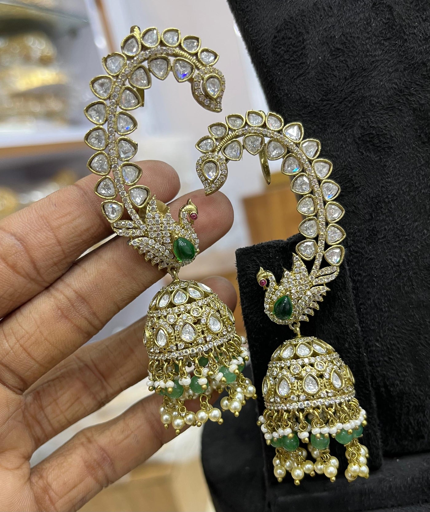 Victorian Polish AD Stone Bridal Earcuffs