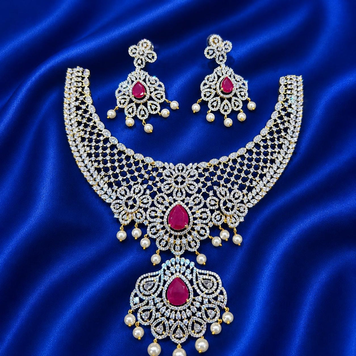 American Diamond Stones Bridal Necklace