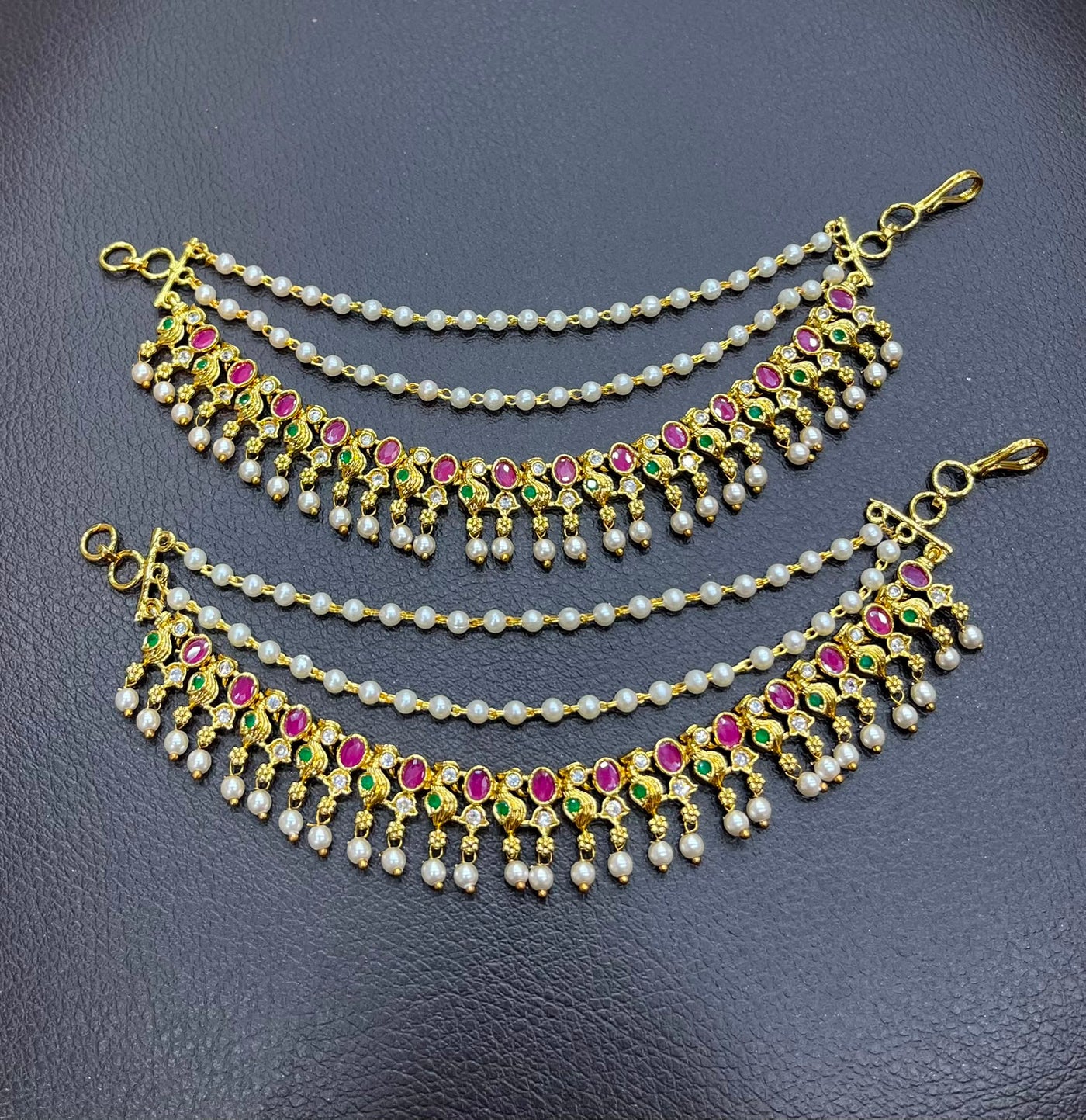 Premium Matt with Kempu Stone Ear Chains