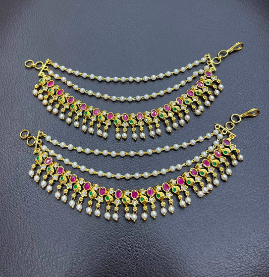 Premium Matt with Kempu Stone Ear Chains