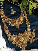 Nakshi Work with AD & Coral Studded Combo Set - Nakshatra Jewels