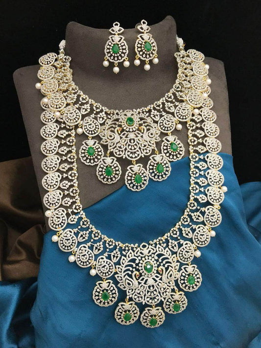 American Diamond Stones Bridal Combo Set - Nakshatra Jewels