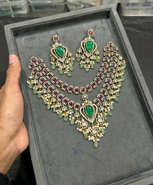 Victorian Polish with AD Stones Bridal Necklace